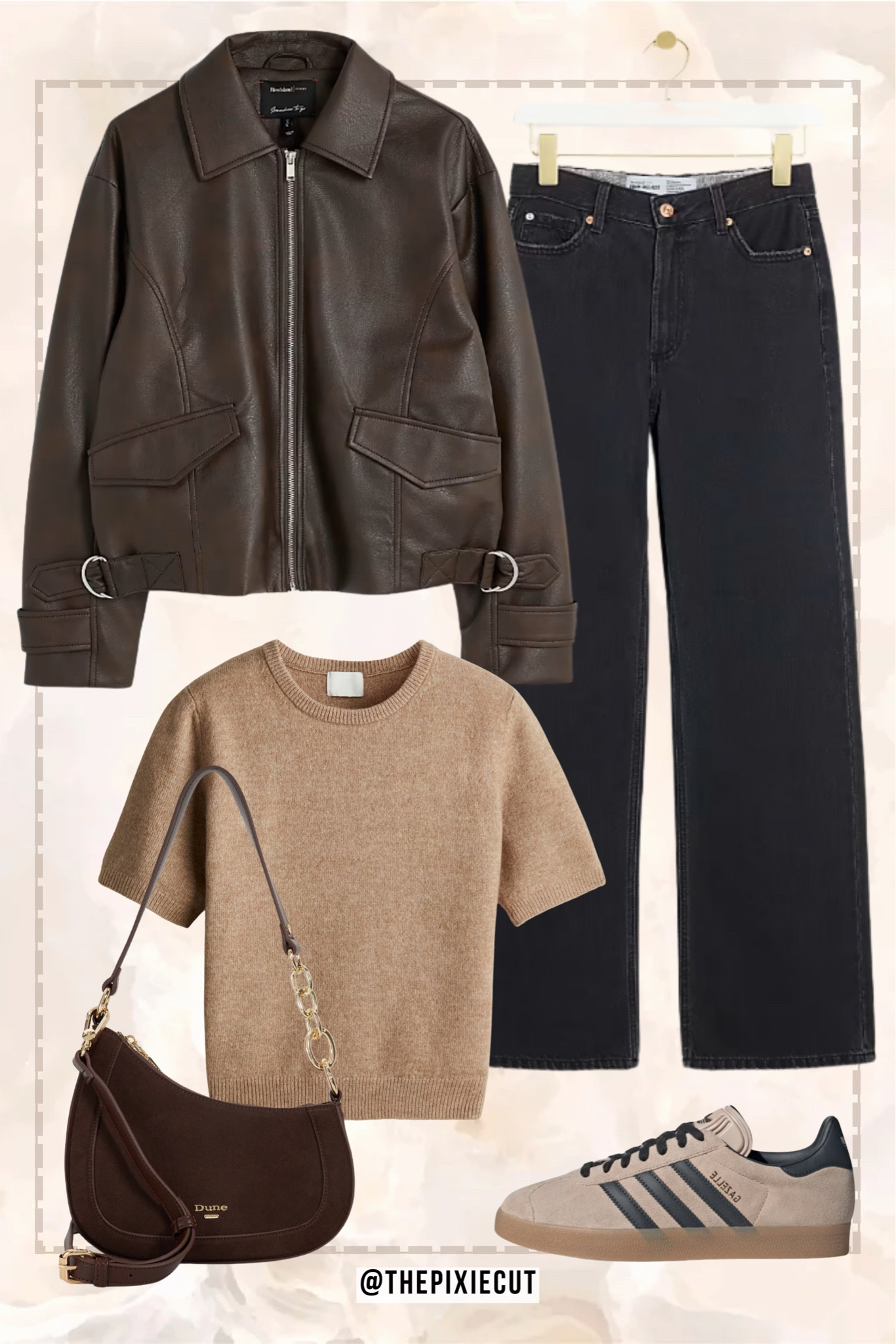 Upgrade your everyday wardrobe with this effortlessly stylish neutral outfit! Featuring a brown bomber jacket, classic straight-leg jeans, and a cozy beige knit top, this look is perfect for a casual yet put-together vibe. Complete the outfit with a sleek brown shoulder bag and Adidas Samba sneakers for a sporty-chic finish. 🍂✨ #NeutralStyle #CasualChic #EffortlessFashion #StreetStyle #OOTD #MinimalistFashion #PinterestFashion

#LTKFashionMonth #LTKuk #LTKeurope