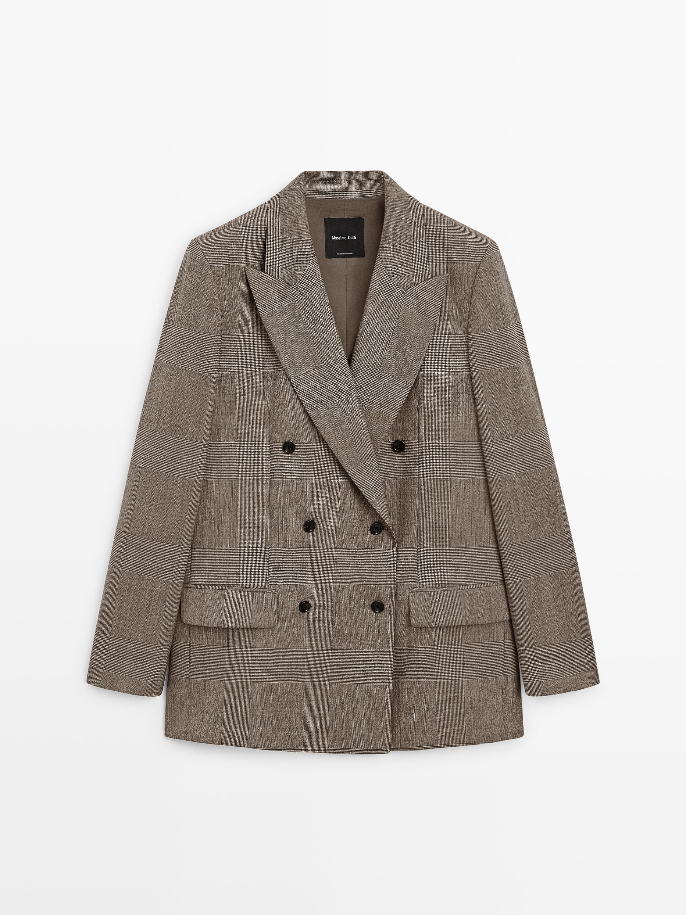 Check wool suit blazer | Massimo Dutti UK