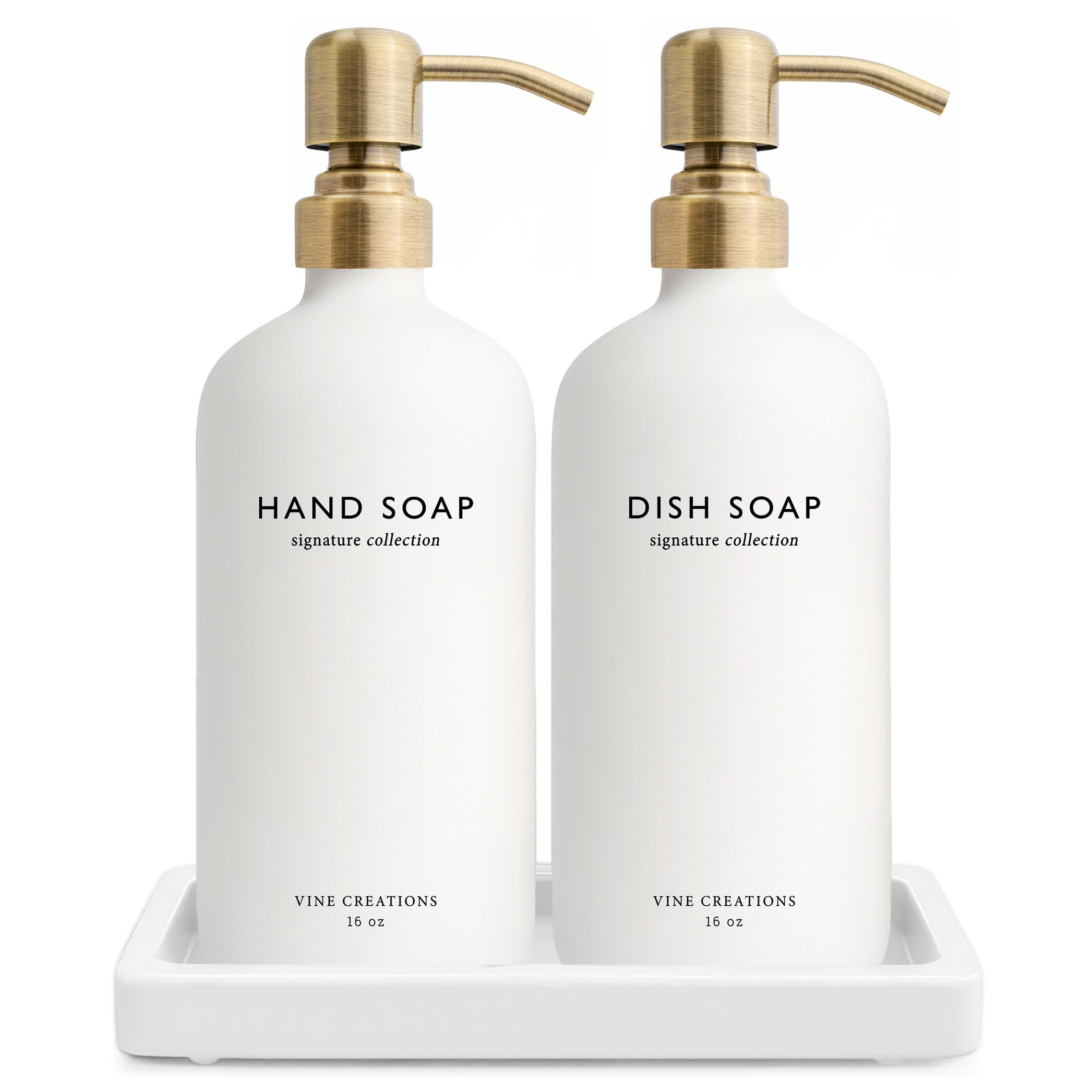 Vine Creations Glass Soap Dispenser Set, Kitchen Soap Dispenser Set with Ceramic Tray, 16 oz Dish... | Amazon (US)