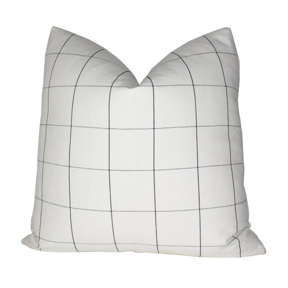 Window Pane Plaid Pillow Cover in White and Black | Etsy (US)