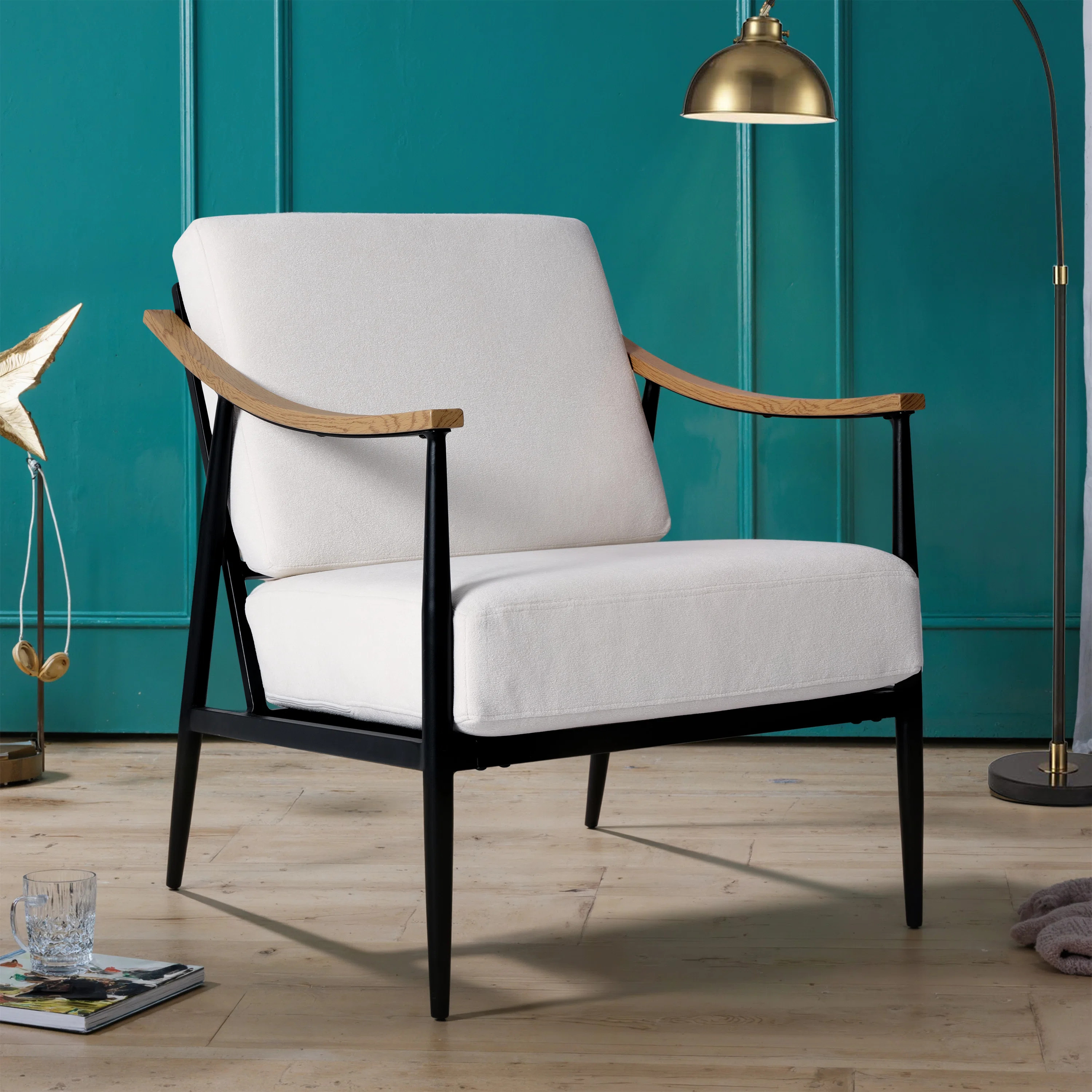 26" Wide Mid-Century Modern Accent Chair Comfy Reading Armchair for Living Room & Bedroom & Offic... | Wayfair North America