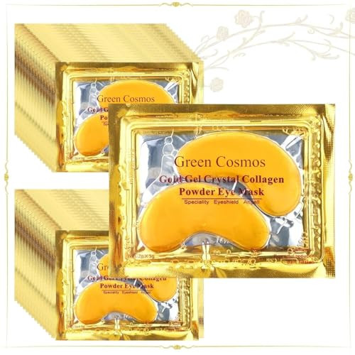 Green Cosmos 30 Pairs 24k Gold Under Eye Patches, Gold Crystal Collagen Eye Mask, Dark Circles Treatments, Removes Under Eye Bags, Collagen Gel Pads for smooth skin, Eye Pads for puffiness | Amazon (US)