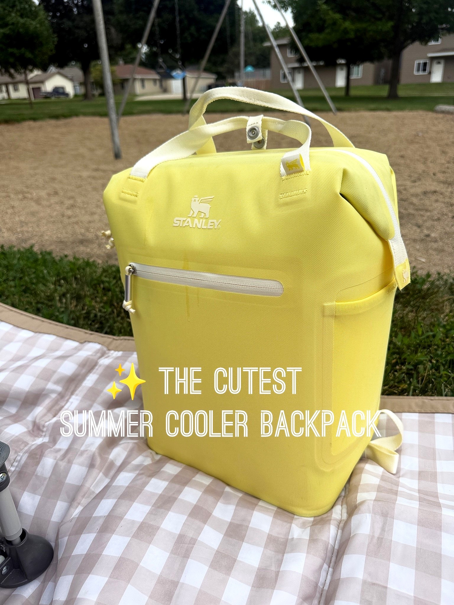 This butter yellow insulated backpack cooler is coming with us everywhere this summer. ☀️ Pool days, splash pads, picnics, road trips, sporting events—you name it. Hands-free, lightweight, and fits way more than I expected.