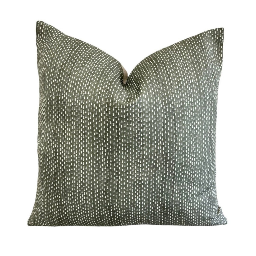 Designer Pillows Maresca Kantha in Willow // Green Pillow - Etsy | Etsy (US)