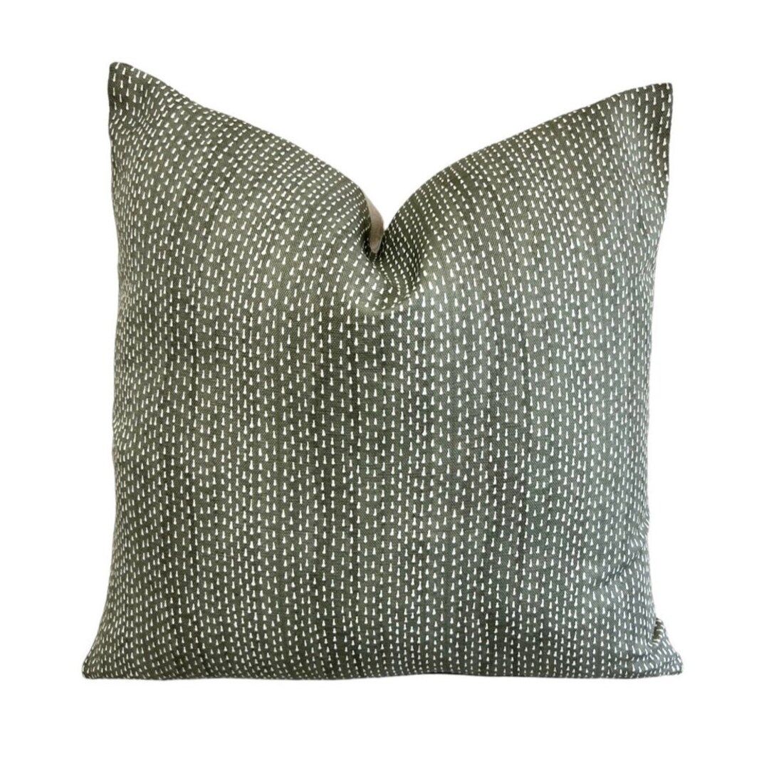 Designer Pillows Maresca Kantha in Willow // Green Pillow - Etsy | Etsy (US)