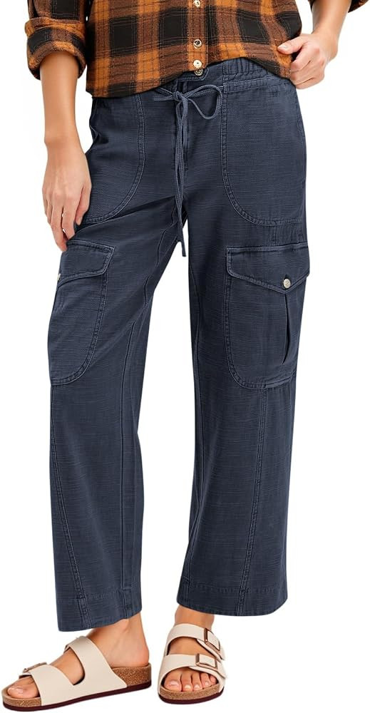 Cicy Bell Womens High Waisted Cargo Pants Straight Leg Ankle Length Drawstring Cotton Casual Hiki... | Amazon (US)