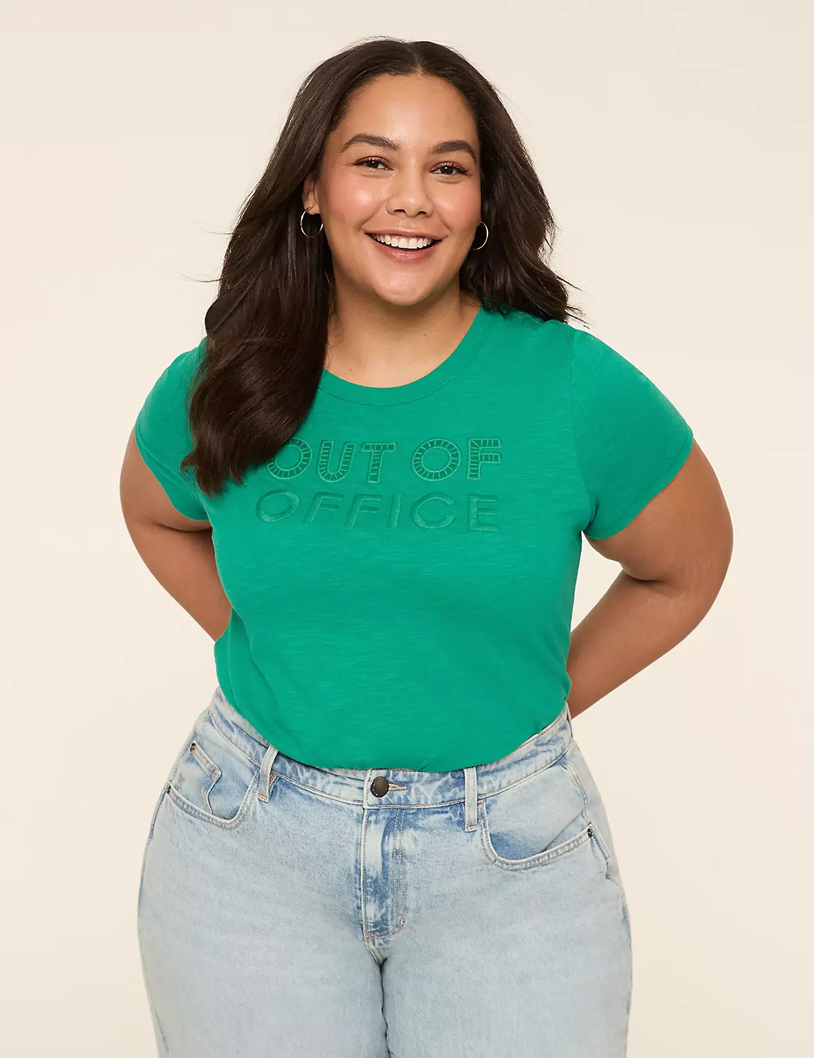 Embroidered Out of Office Graphic Tee | Lane Bryant (US)