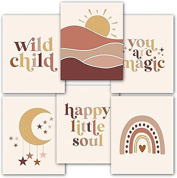 6 Reversible 8x10 Boho Wall Art Prints, Gender Neutral Boho Nursery Decor For Girl or Boy, Boho D... | Amazon (US)