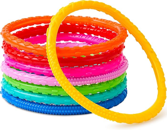 JOYIN Dive Circles Pool Toys, 8 Pcs Colorful Pool Rings for Kids, Underwater Training Swimming Di... | Amazon (US)