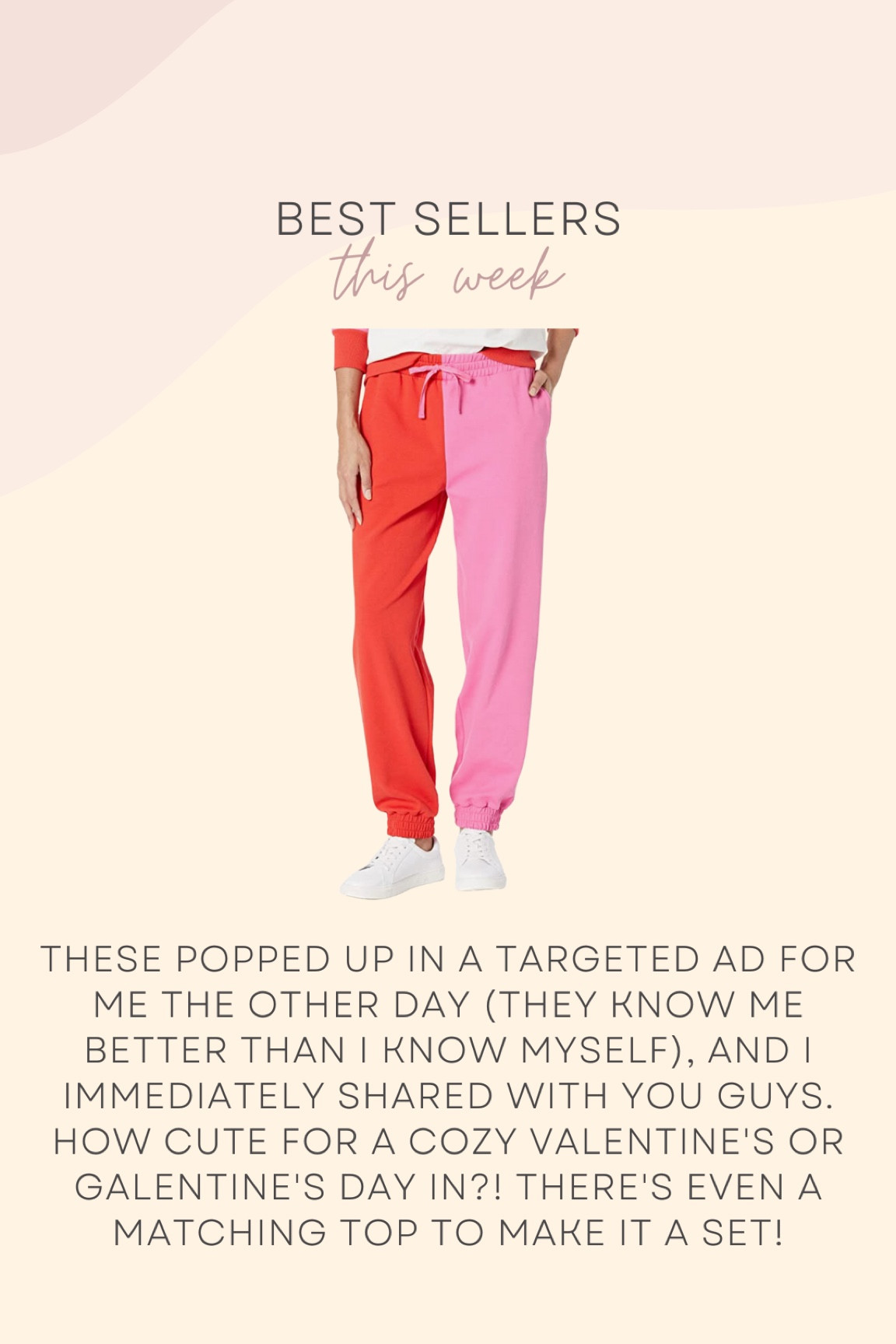 Colorblock sweatpants, so cute for Valentine’s Day! 

#LTKunder50
