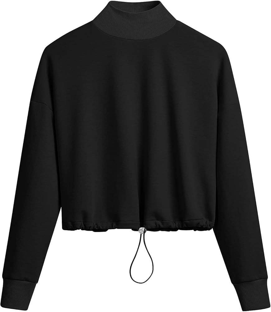 DIRASS Women's Mock Turtleneck Sweatshirt Long Sleeve Crop Top Hoodie | Amazon (US)