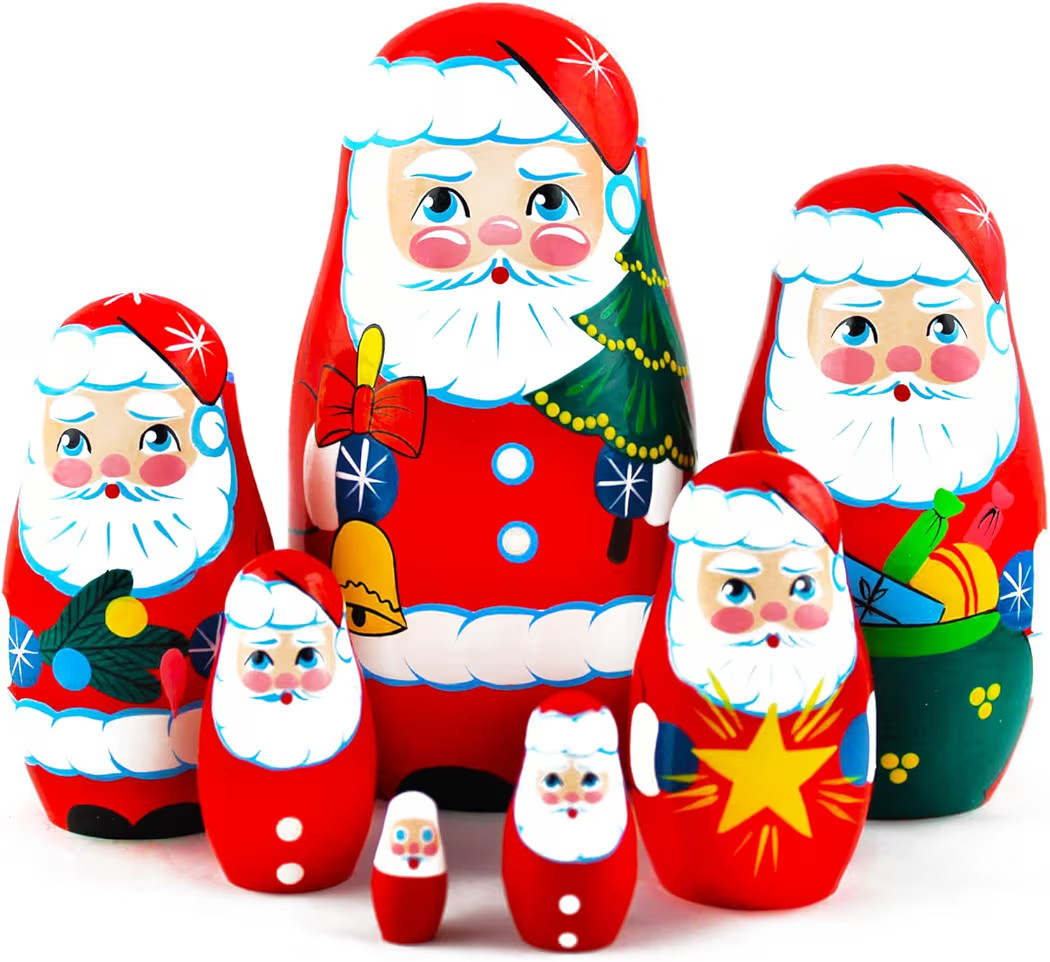 MATRYOSHKA&HANDICRAFT Christmas Santa Nesting Dolls 7 pcs - Santa Claus Christmas Decoration Doll... | Amazon (US)