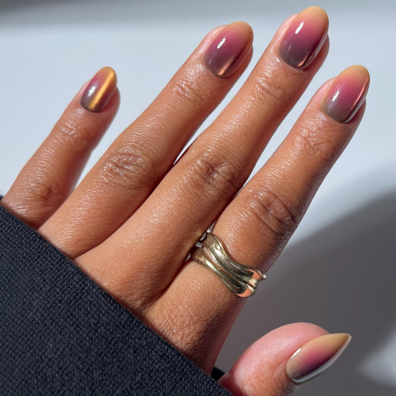 Glamnetic Halloween Press On Nails, Short Oval Cat-Eye, Bitter Orange | Amazon (US)
