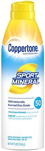 Coppertone Sport Mineral SPF 50 Sunscreen Spray Zinc Oxide Sunscreen Water Resistant, 5 Ounce | Amazon (US)