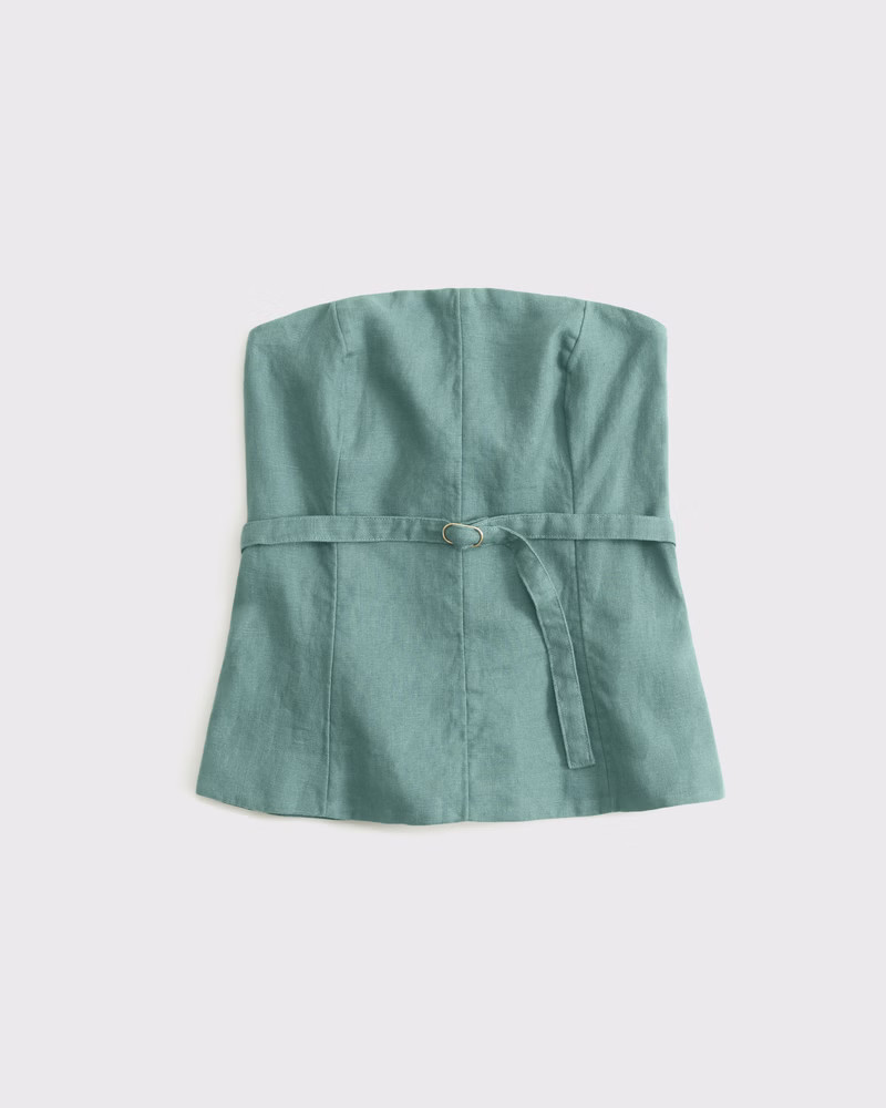 Premium Linen Strapless Tailored Top | Abercrombie & Fitch (US)