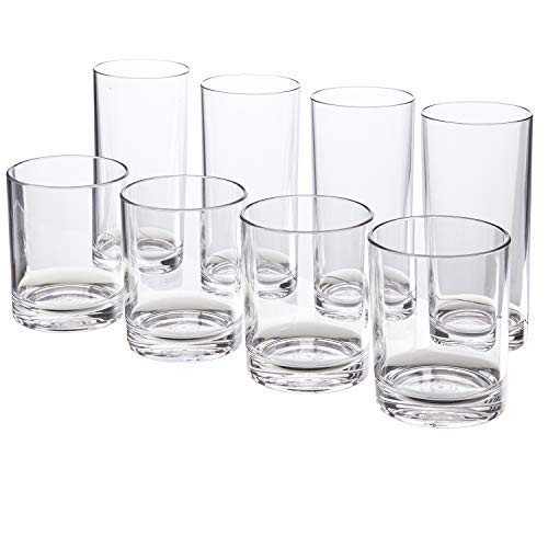 Classic 8-piece Premium Quality Plastic Tumblers | 4 each: 12-ounce and 16-ounce Clear | Amazon (US)