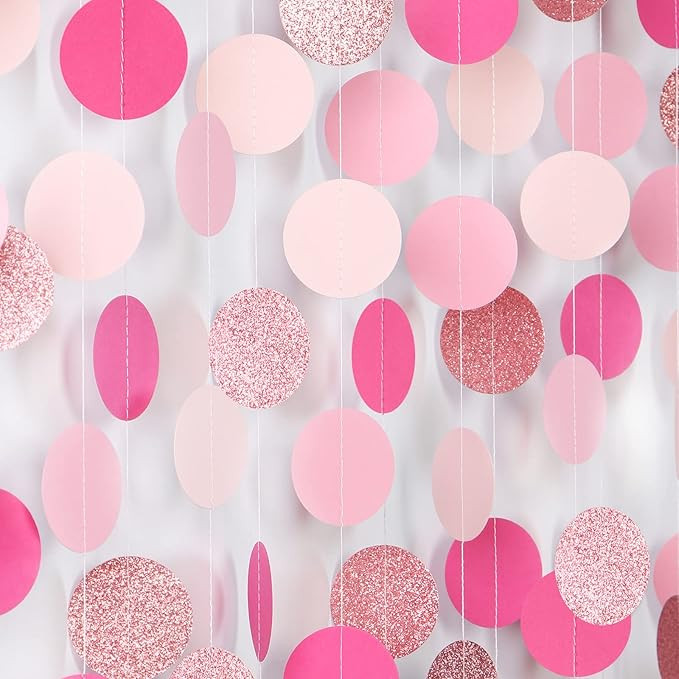 Hot-Pink Rose-Gold Party Decorations Garland - 52ft Wedding Bridal Shower Hanging Decoration Stre... | Amazon (US)
