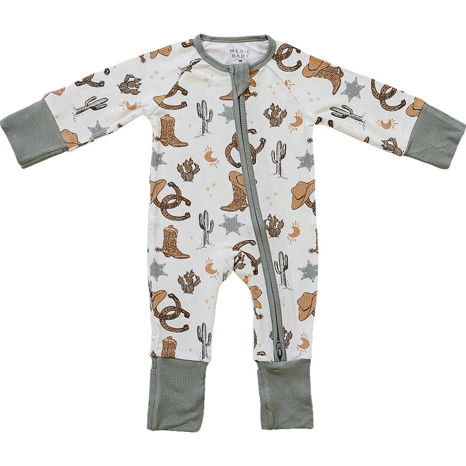 Mebie Baby Dark Green Daisy Bamboo Zipper | Mebie Baby