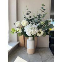 Ivory Rose & Hydrangea Arrangement| Cream Eucalyptus Faux Floral Bouquet | Etsy (US)