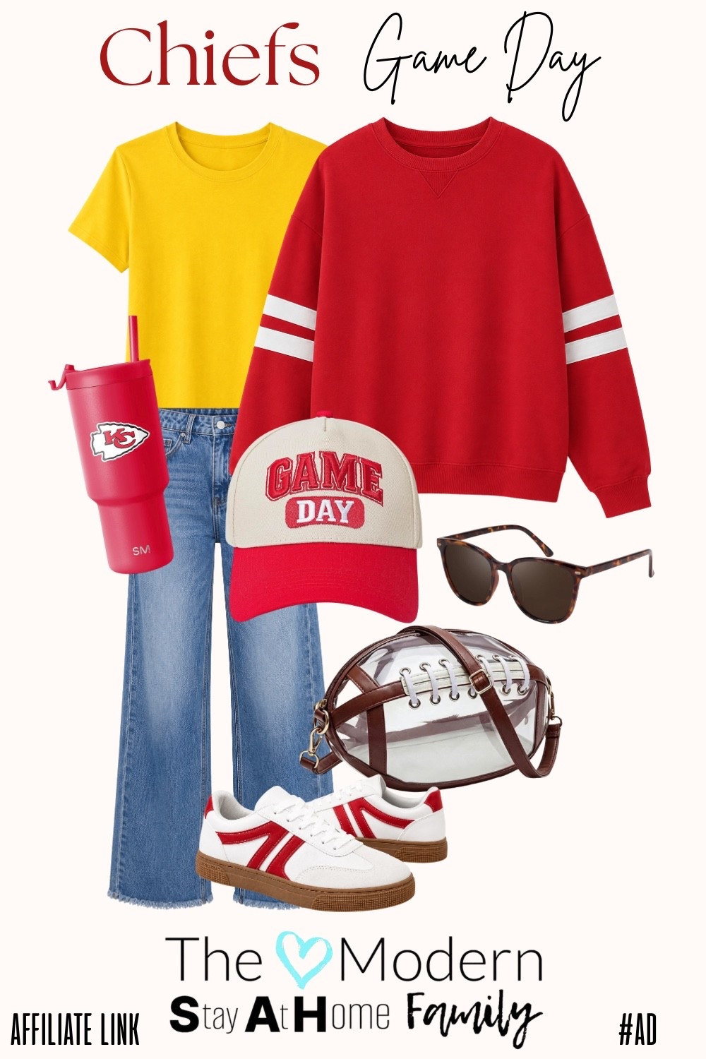 Chiefs Game Day Outfit ❤️💛🏈

Game day calls for a cute, comfortable outfit that still feels put together! ❤️💛 Whether you’re heading to the stadium, watching the Kansas City Chiefs game at home, or meeting friends for a football watch party, this is such an easy Chiefs-inspired game day outfit.

Think comfortable layers, casual pieces, football-inspired colors, and accessories that let you show your Chiefs spirit without feeling like you’re wearing a full jersey. Perfect for NFL game day, Sunday football, Chiefs Kingdom, tailgating, football season, and fall game day outfits!

Shop this Chiefs game day outfit and all of the pieces linked in my LTK. 🏈❤️💛

Kansas City Chiefs outfit, Chiefs game day outfit, Chiefs outfit ideas, Chiefs fan outfit, Chiefs Kingdom, Chiefs game day, Kansas City Chiefs game day, NFL game day outfit, football game day outfit, football outfit ideas, Sunday football outfit, fall football outfit, football fan outfit, Chiefs apparel, Chiefs accessories, Chiefs fashion, Chiefs tailgate outfit, football watch party outfit, cute game day outfit, casual game day outfit, women’s football outfit, NFL fan fashion, red and gold outfit, Chiefs red outfit, Kansas City football outfit, football season fashion

#LTKActive #LTKmomlife #LTKMidsize