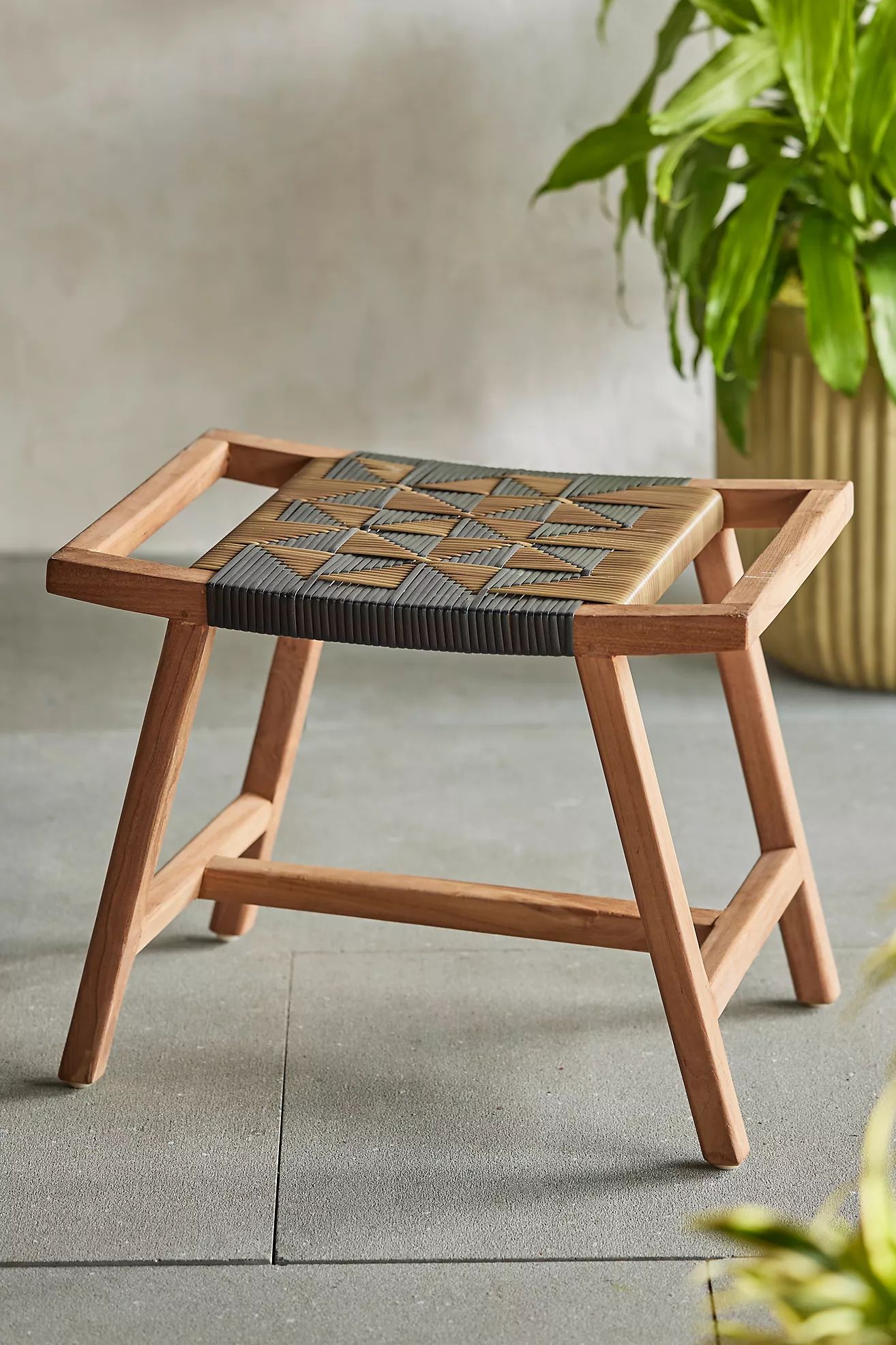 Havana Wicker + Teak Stool | Terrain