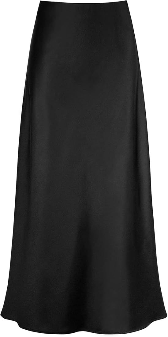 Outoshe Women's Satin High Waisted Maxi Skirts Hidden Elasticized Waistband A Line Long Skirt | Amazon (CA)
