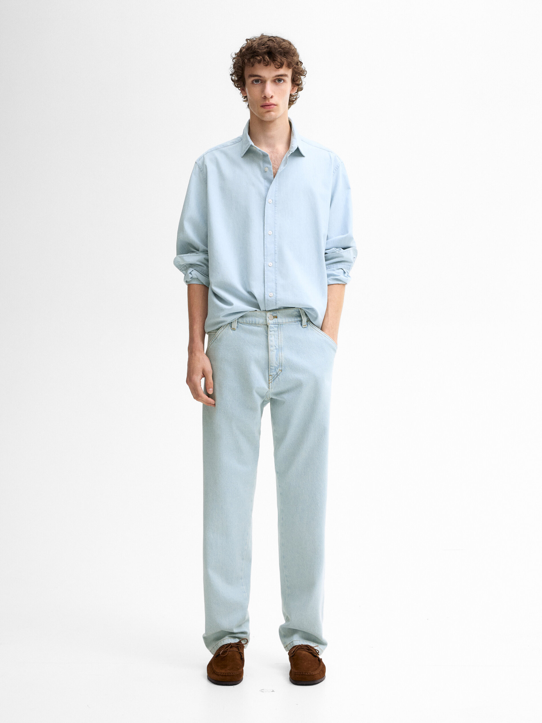 Straight-leg bleach wash jeans - Studio | Massimo Dutti US