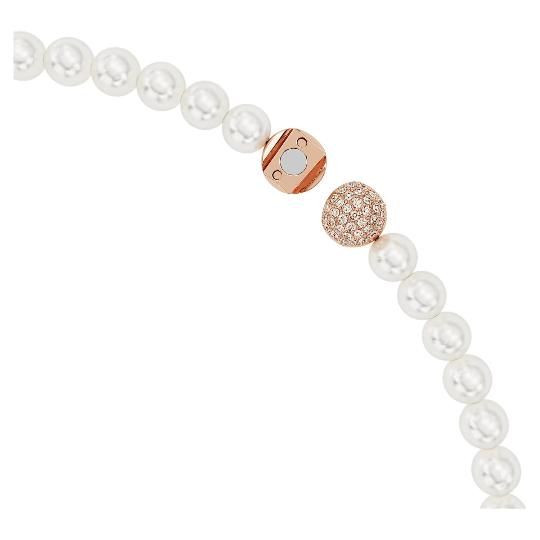 Nice necklace, Magnetic closure, Feather, White, Rose gold-tone plated by SWAROVSKI | SWAROVSKI
