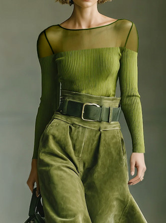 Elegant Plain Crew Neck Blouse | Stylewe