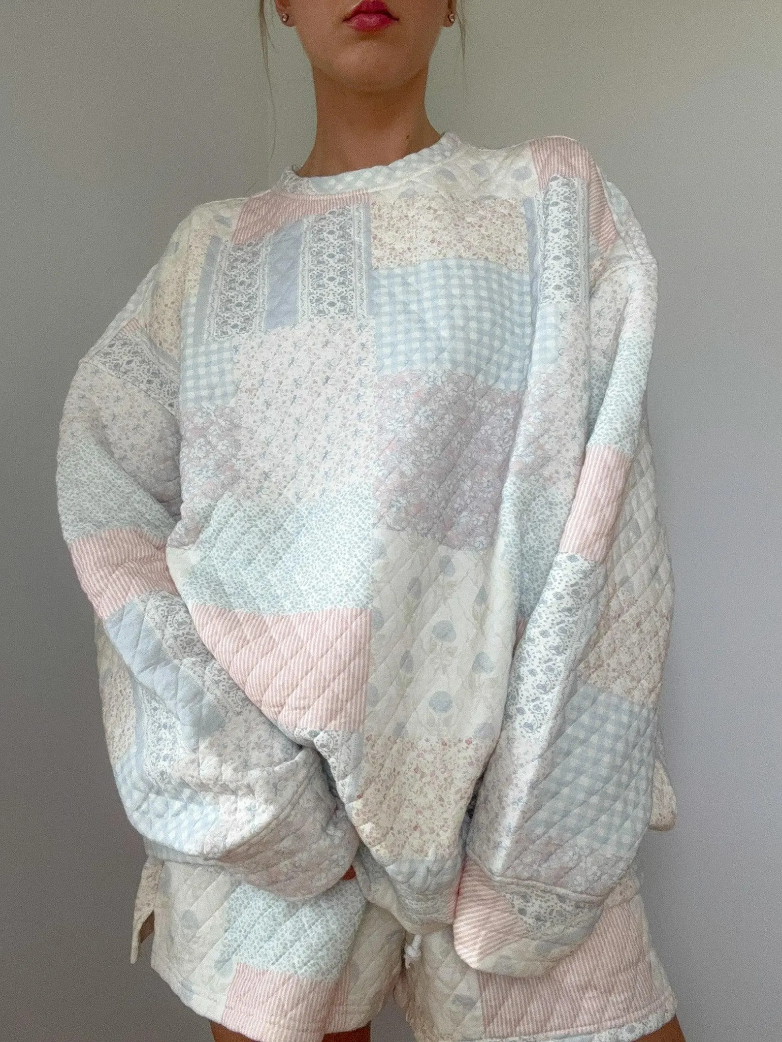 Shades of Blue Quilted Pastel Sweatshirt - Etsy | Etsy (US)