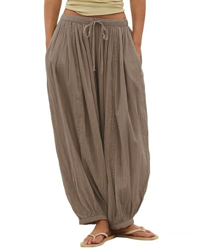 Shy Velvet Womens Linen Pants with Pockets Pants Loose Fit Drawstring Flowy Pants for Women Resort Wear for Women 2026 Taupe | Amazon (US)