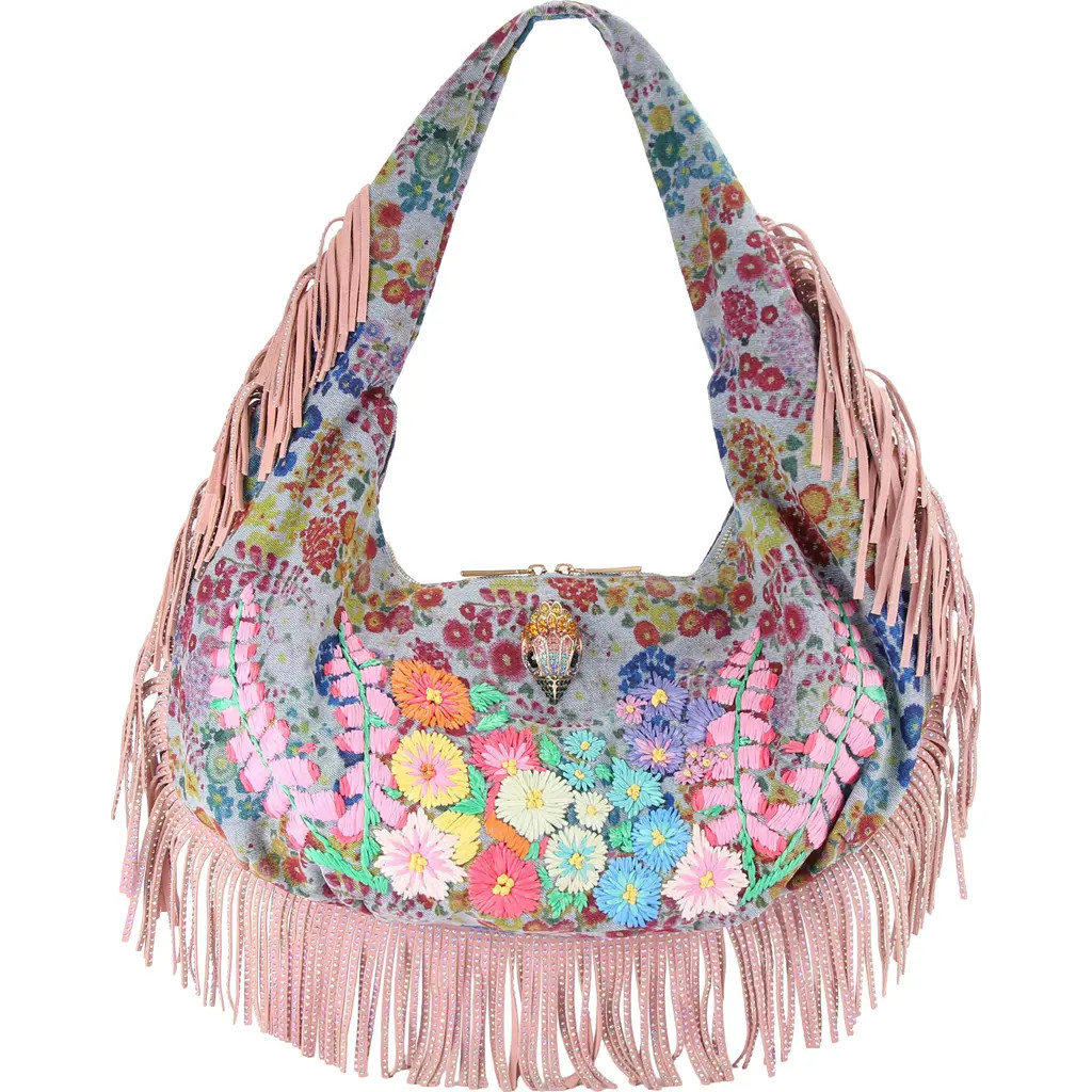 Kurt Geiger London Large Shoreditch Fringe Hobo Bag in Blue/pal C at Nordstrom | Nordstrom