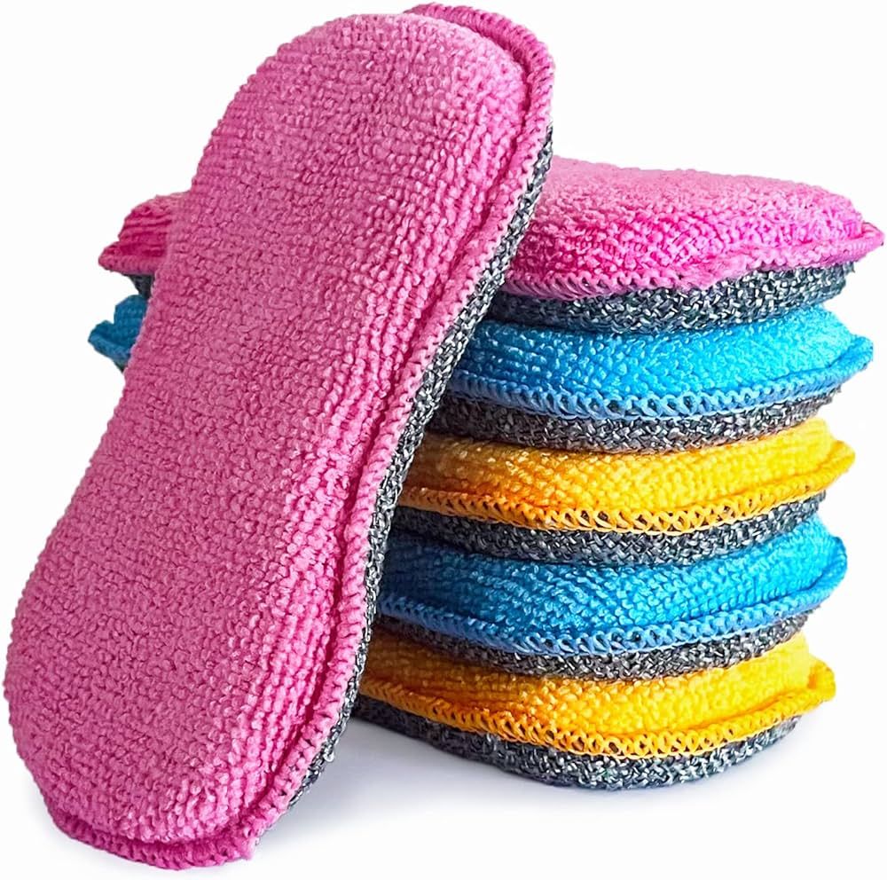 Dish Sponges, Kitchen Non-Scratch Scrub Sponges, Microfiber Cleaning Sponges for Sink, Basin and ... | Amazon (US)