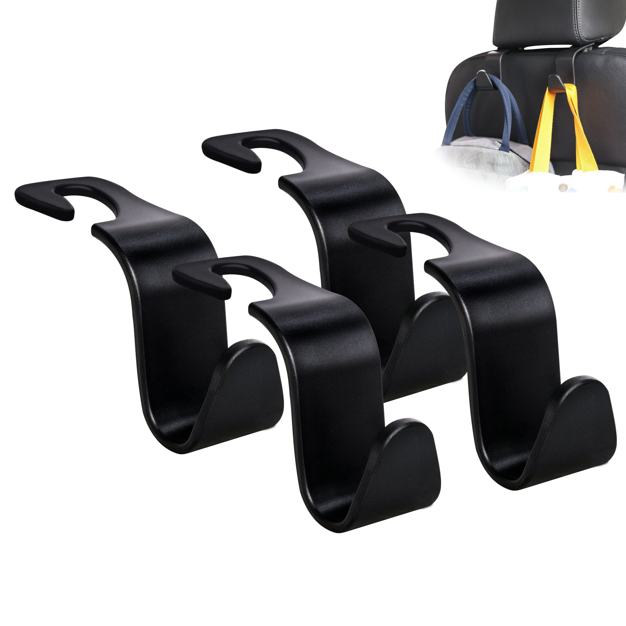 Amooca Car Seat Headrest Hook 4 Pack Hanger Storage Organizer Universal for Handbag Purse Coat fi... | Amazon (US)