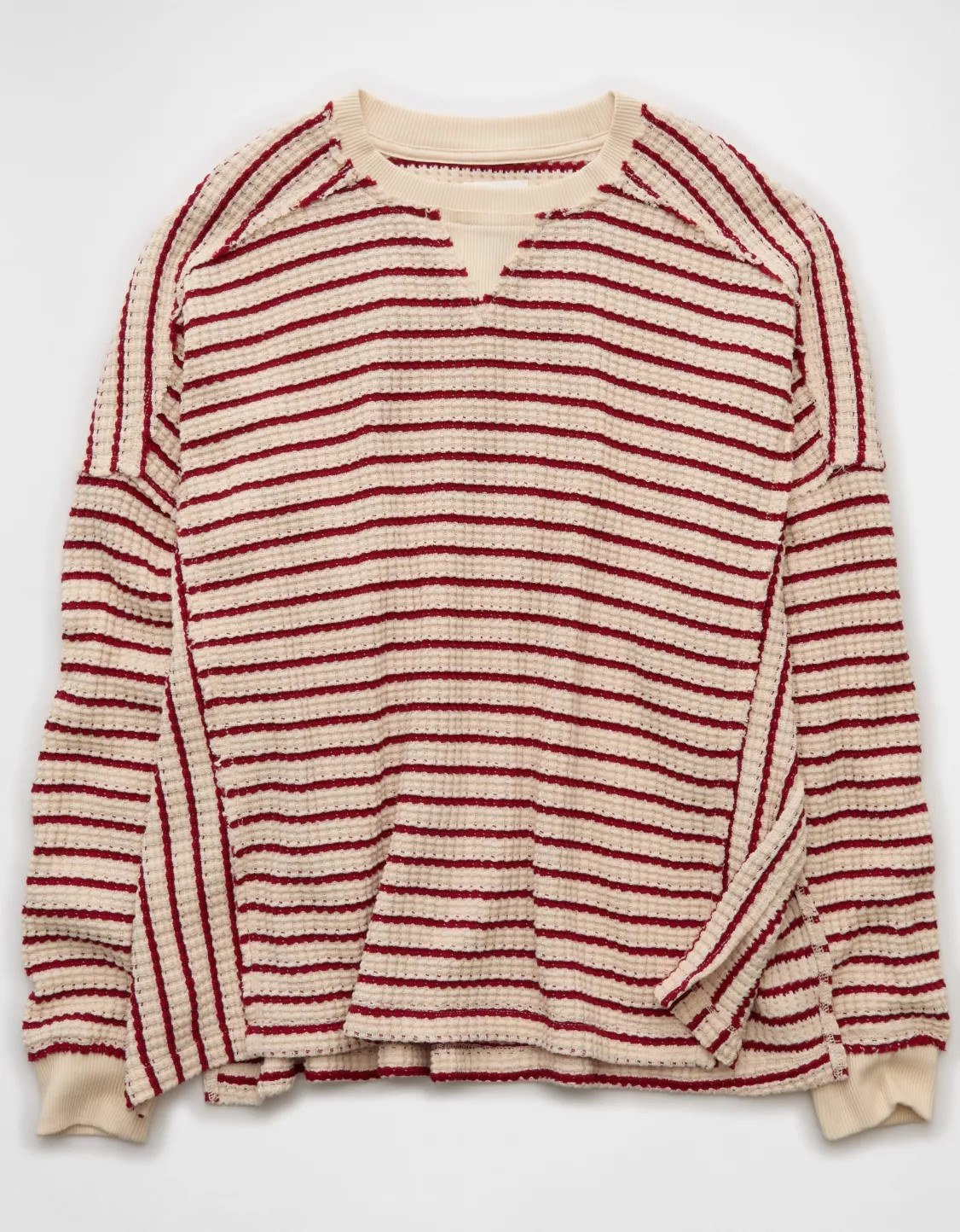 AE Big Hug Crew Neck Waffle Sweatshirt | American Eagle Outfitters (US & CA)