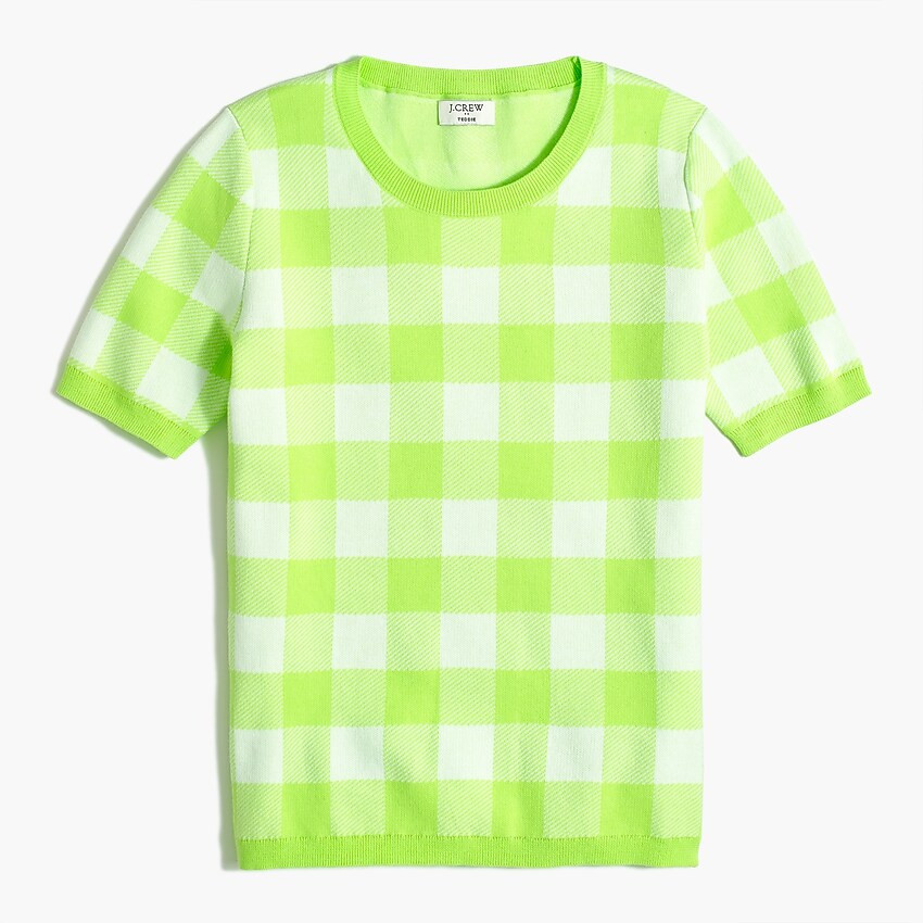 Short-sleeve gingham sweater | J.Crew Factory