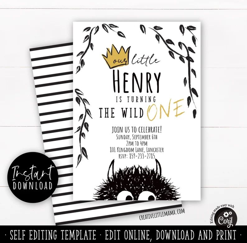 Wild ONE Invitation Template | Printable First Birthday Invitation | Instant Download | Editable ... | Etsy (US)