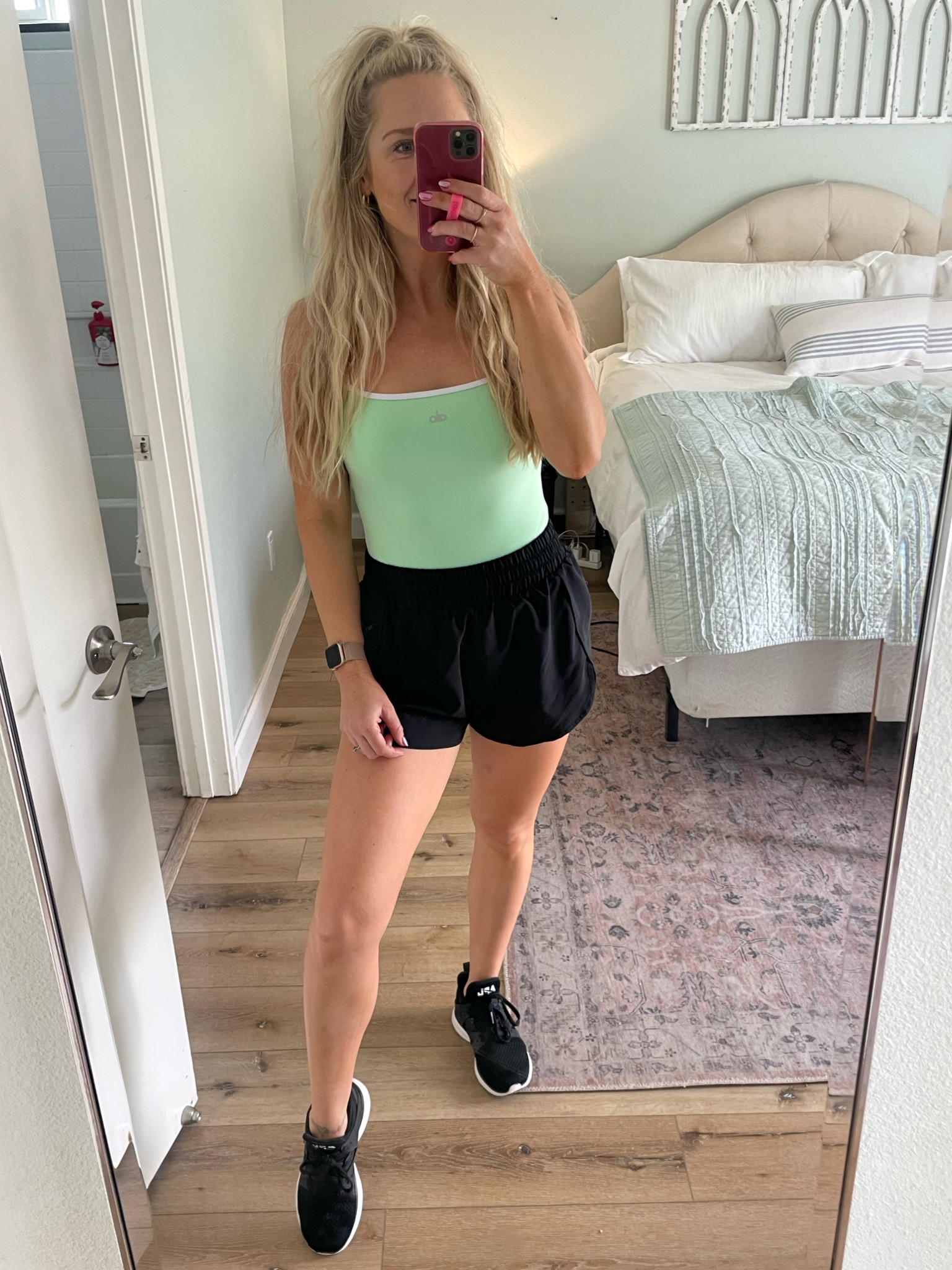 Baseball Saturday 
Bodysuit- Small & 20% off!
Shorts- sized up to M
Shoes- TTS (7)
Watch band- Small (fits tight!)