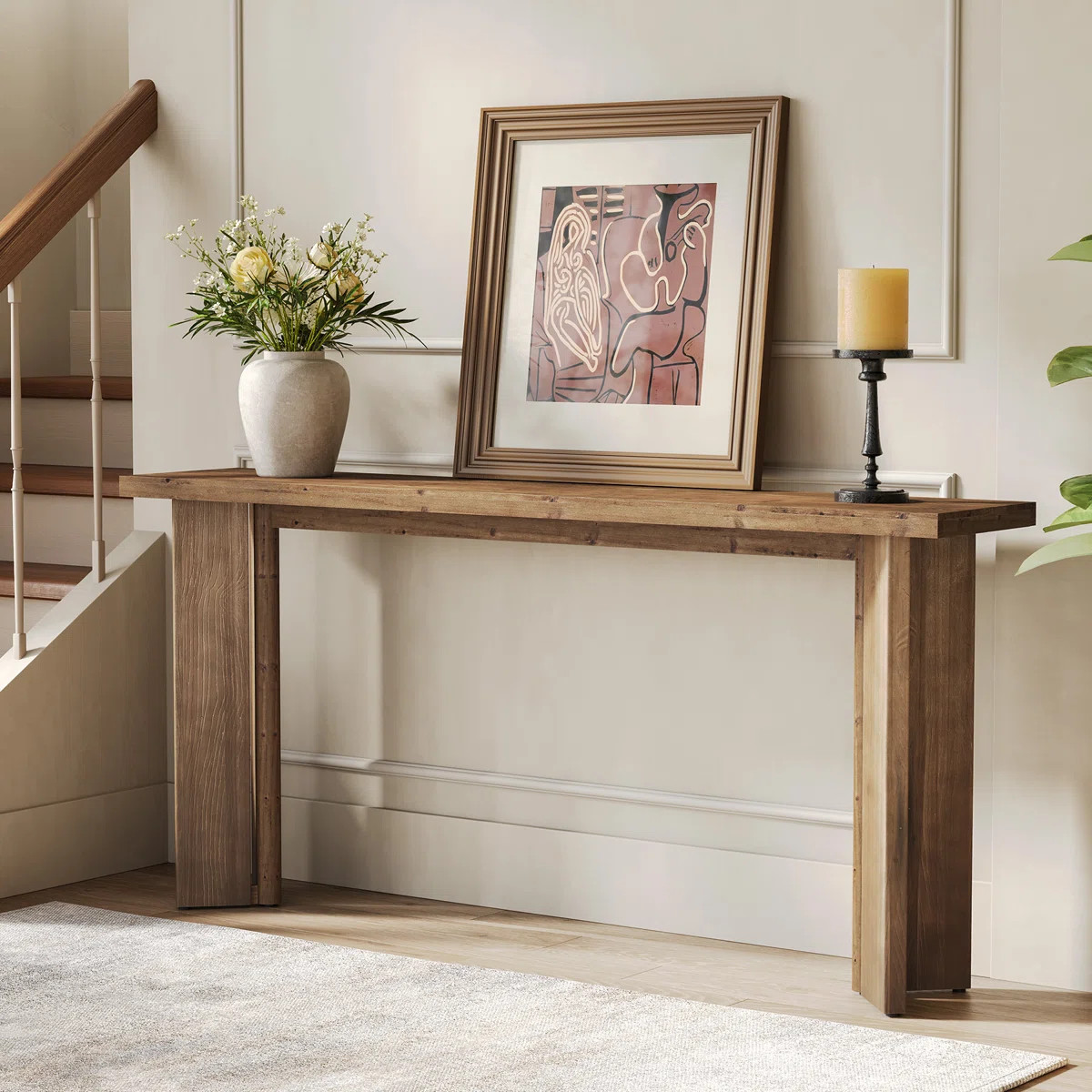 70.9-Inch Extra Long Solid Wood Console Table, Farmhouse Narrow Entryway Sofa Table Behind Couch | Wayfair North America