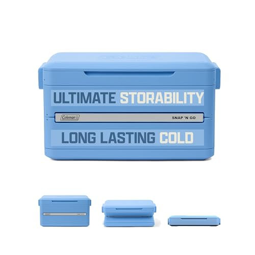 Coleman Snap N Go 45qt Collapsible Hard Cooler, Keeps ice Cold for up to 55 Hours, Holds up to 76 cans, Collapses up to 1/3 its Size, Can Hold up to 200 pounds, Blue Sky | Amazon (US)