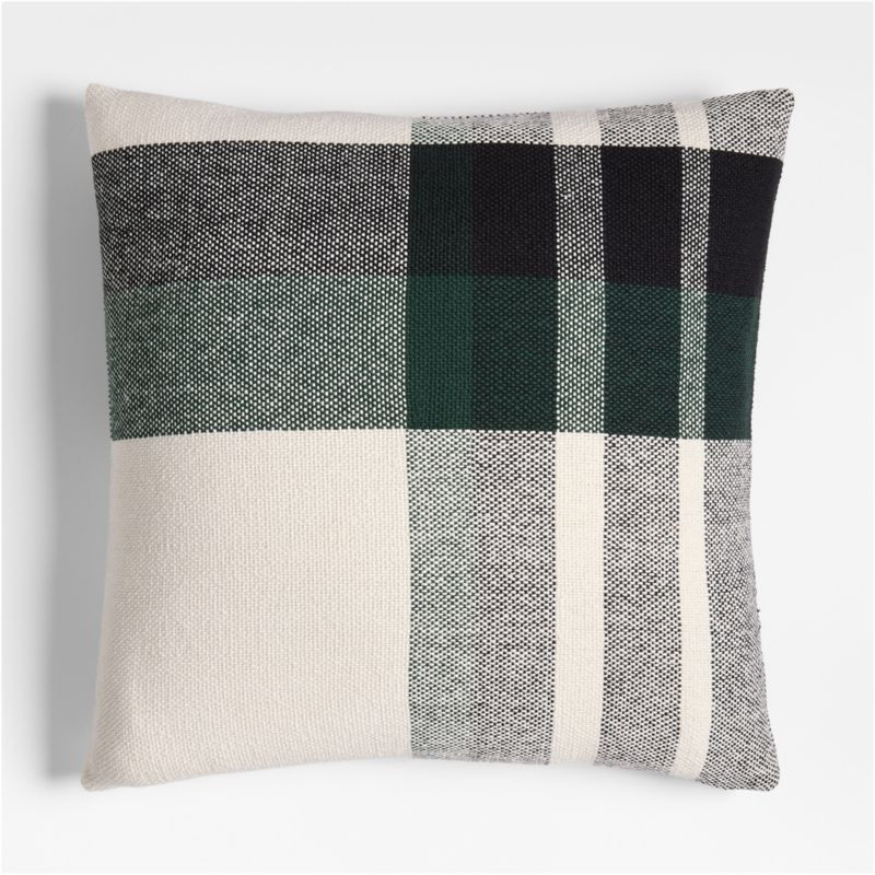 Holiday Plaid Organic Cotton 23"x23" Spruce Green Throw Pillow Cover + Reviews | Crate & Barrel | Crate & Barrel