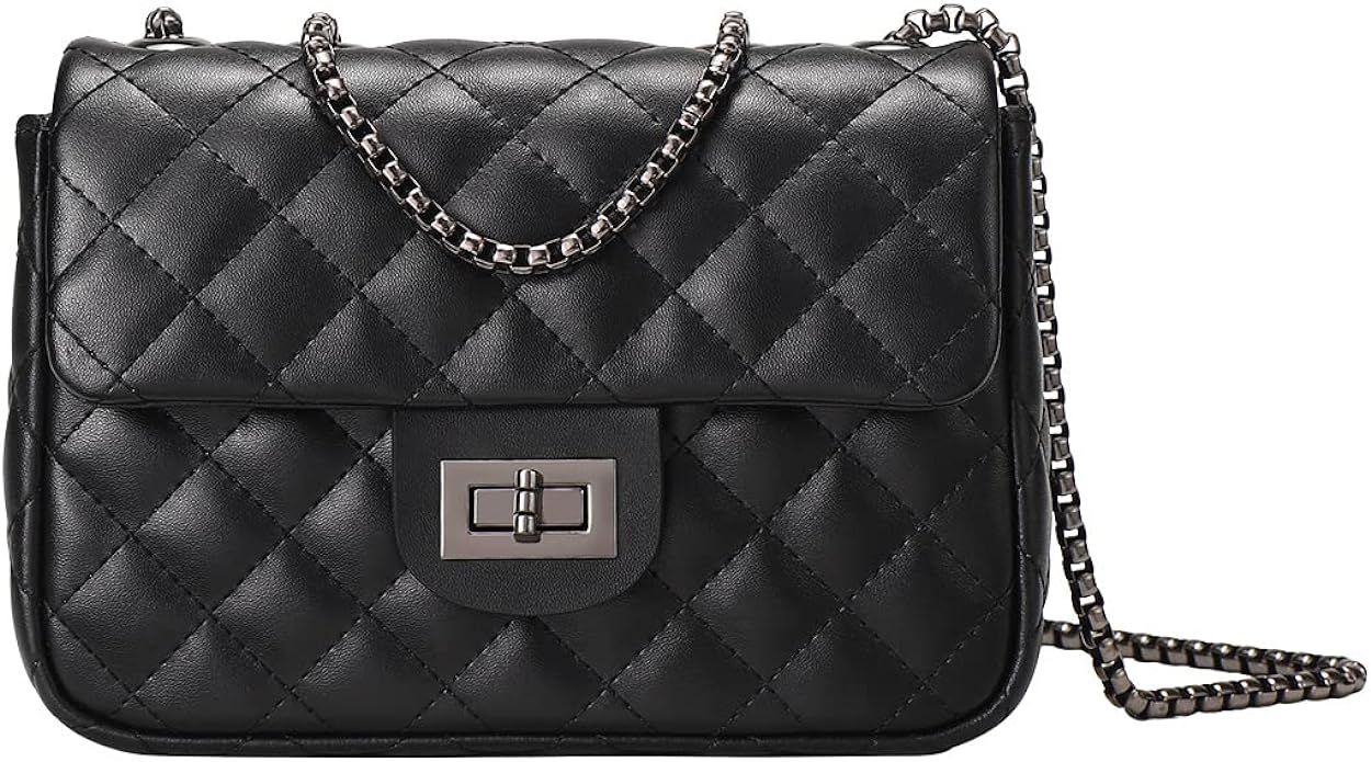 LAORENTOU Cowhide Women Shoulder Bag Crossbody Purses for Women with Chain Strap Quilted Bags Cle... | Amazon (US)