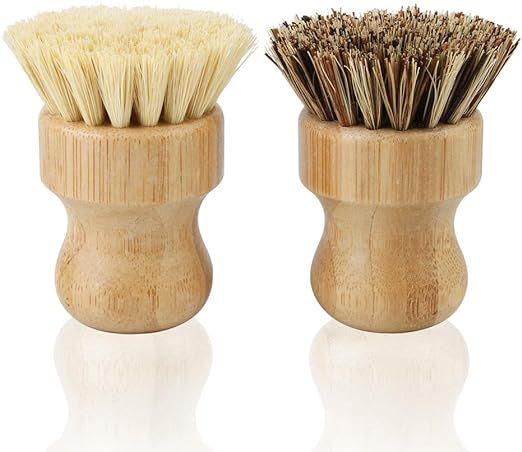 2 Pack Bamboo Dish Brush, Picowe Natural Scrub Cleaning Brush Vegetable Brush for Dishes Cast Iro... | Amazon (US)