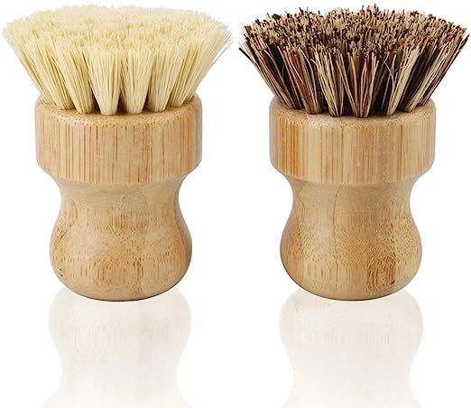 2 Pack Bamboo Dish Brush, Picowe Natural Scrub Cleaning Brush Vegetable Brush for Dishes Cast Iro... | Amazon (US)