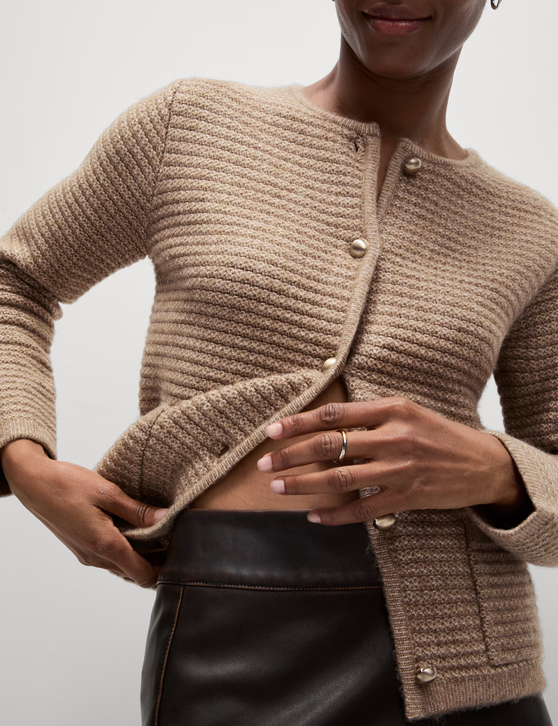 Cloud-Yarn Textured Crew Neck Cardigan | Marks & Spencer (UK)