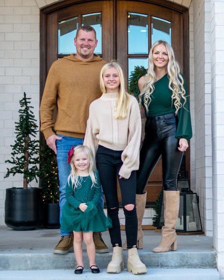 Christmas card photos! Loving the pops of festive green! You can still grab my top in time for Christmas! 
.
.

#LTKSeasonal #LTKstyletip #LTKHoliday