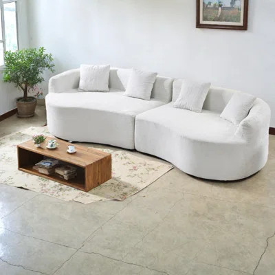 Space-saving Sofas, Beige Chenille Curved Sofa For Modern Apartments | Wayfair North America