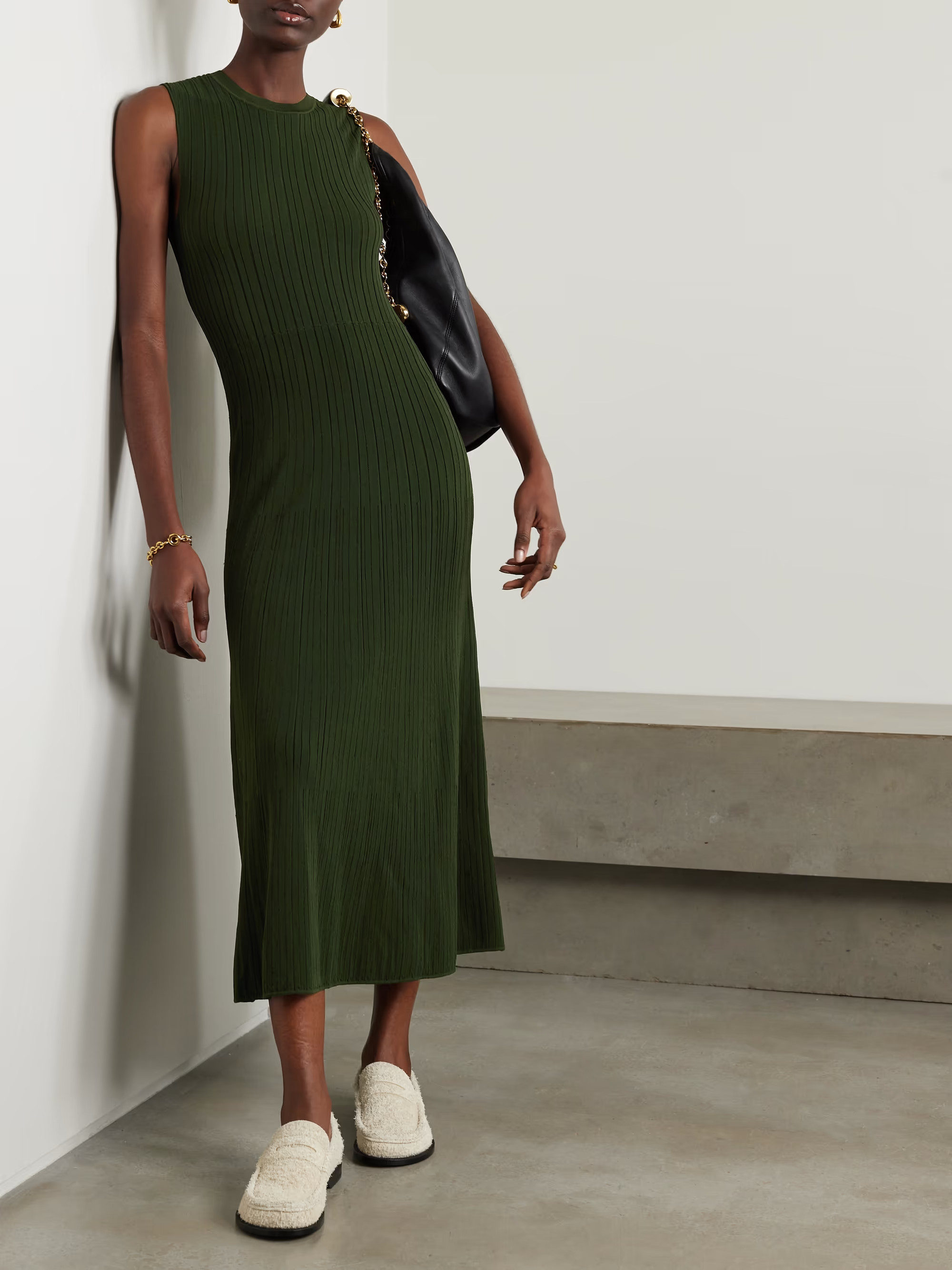 FRAMERibbed-knit midi dress | NET-A-PORTER (US)