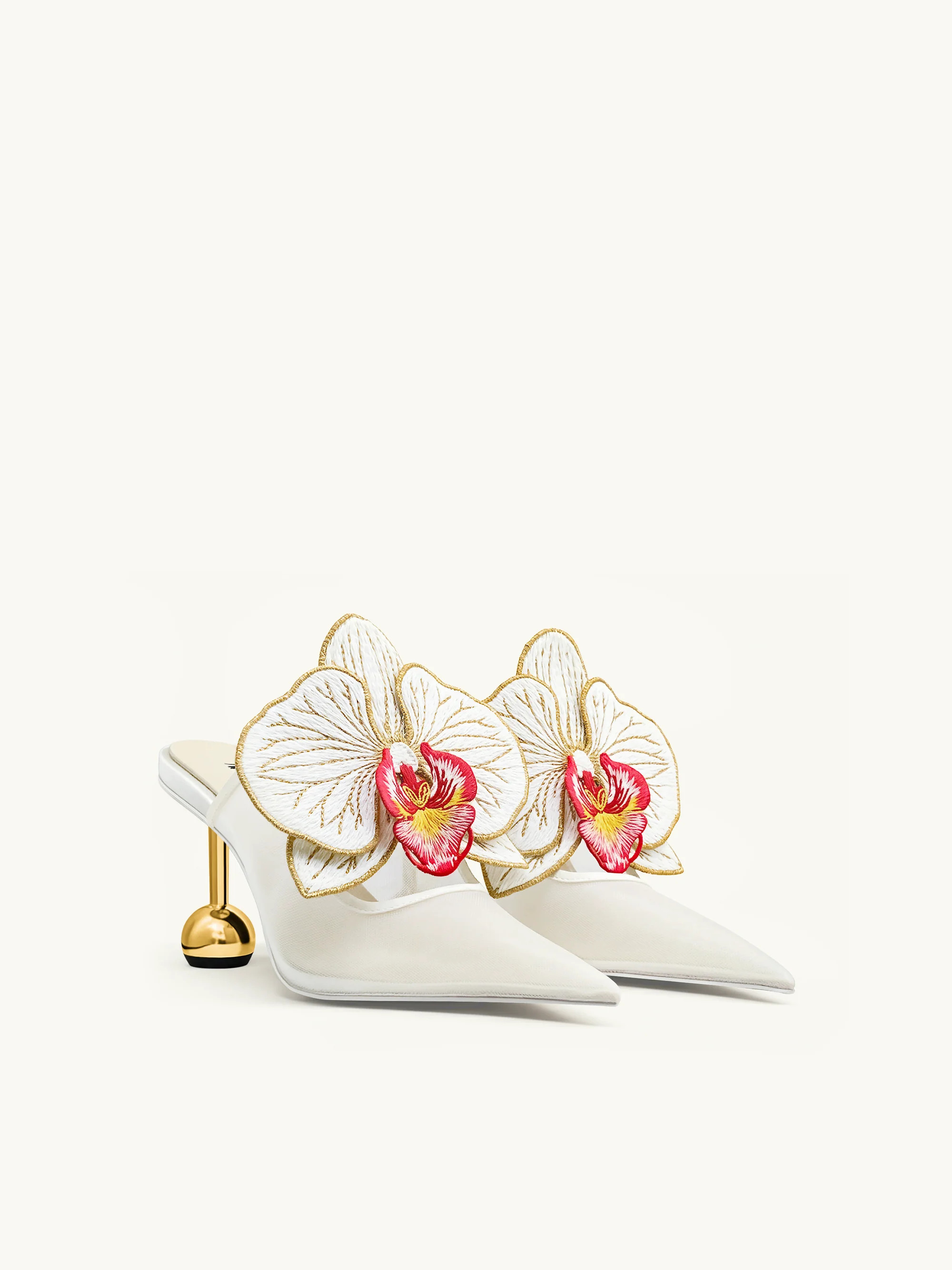 Sofia Orchid Sphere Heel Mules - White | JW PEI US