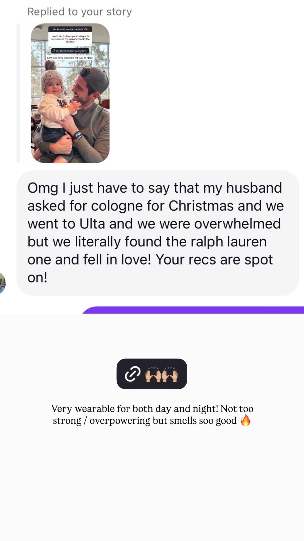 Very wearable for both day and night! Not too strong / overpowering but smells soo good 🔥